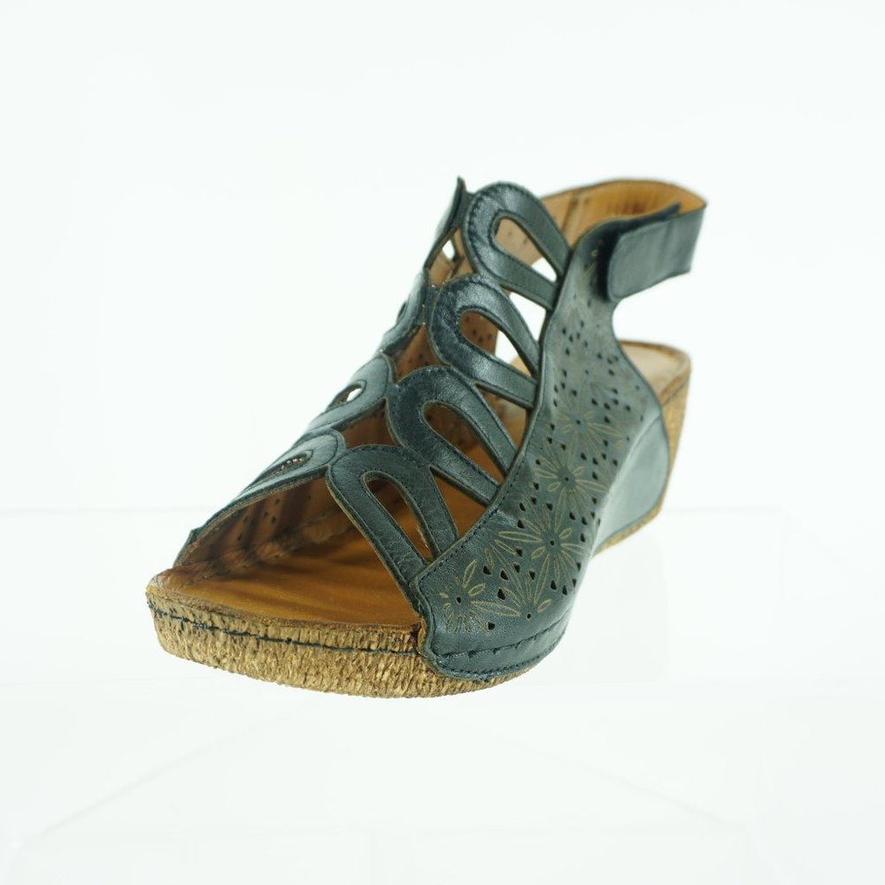 INOCENCIA By Spring Step Black Leather Wedges Women’s Shoe Size 9